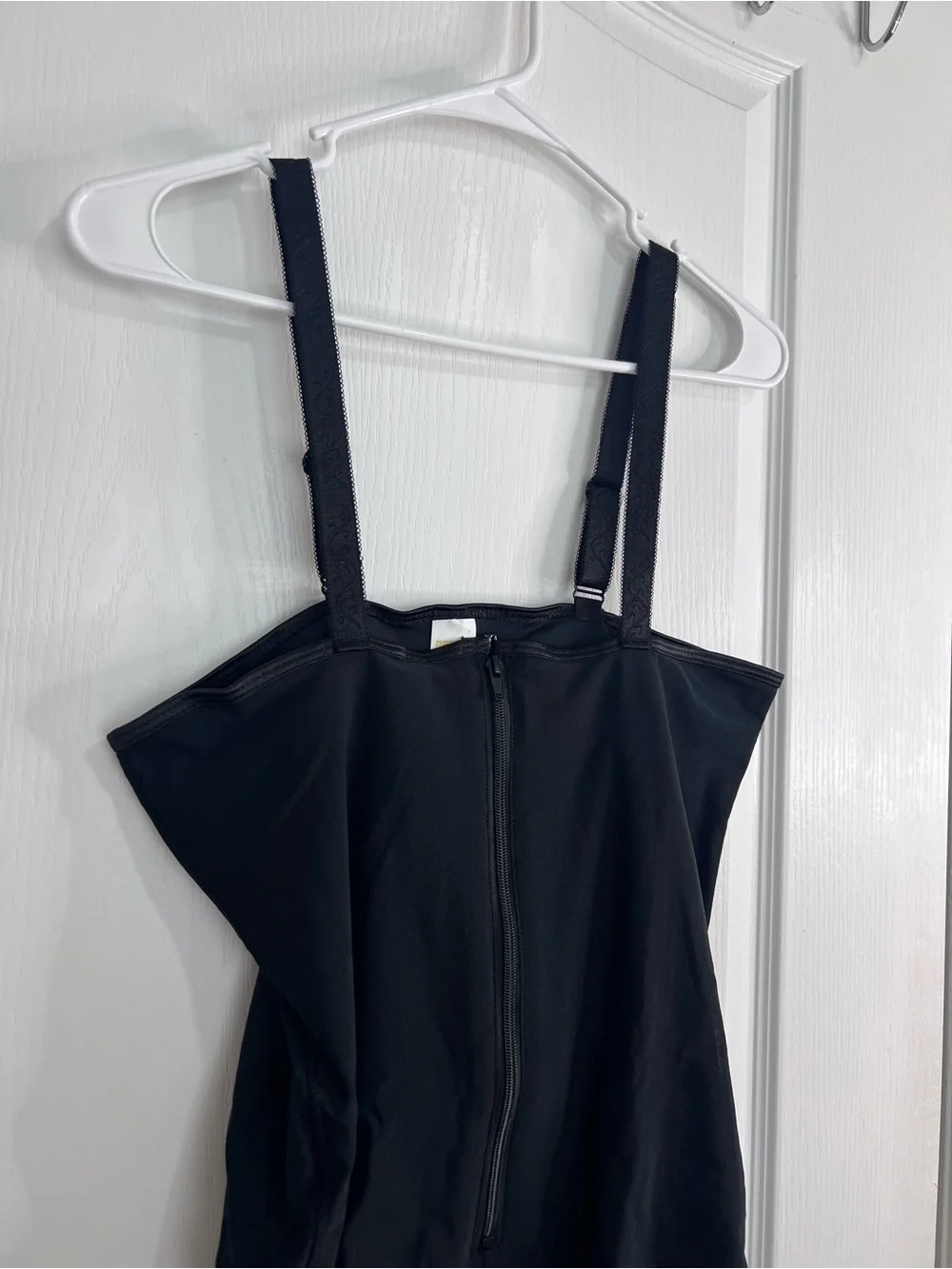 Top melon Black Lace-Trim Zip Front Shapewear shorts Top - 3XL